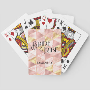 Bride Tribe Rose Gold Harlequin Diamond Brudtärna Casinokort