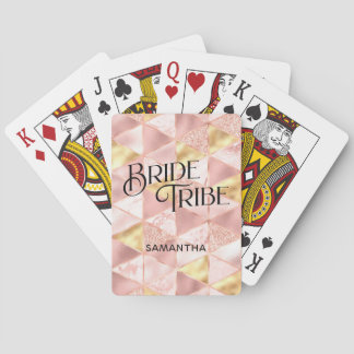 Bride Tribe Rose Gold Harlequin Diamond Brudtärna Casinokort