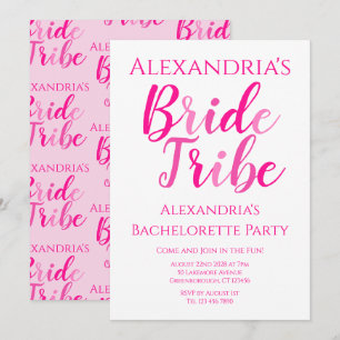 Bride Tribe Shock rosa Bachelorette Party Inbjudningar