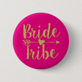 Bride Tribe | Shock rosa för Glitter-utskrift Knapp