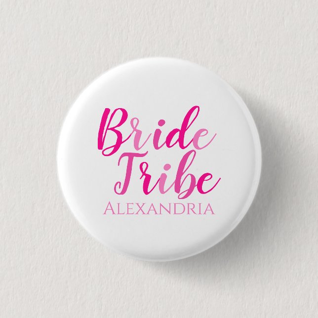Bride Tribe Shock rosa Script Bachelorette Knapp (Framsida)