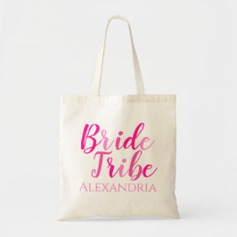 Bride Tribe Shock rosa Typography Bachelorette Tygkasse