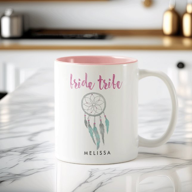 Bride Tribe Watercolor Dreamcatcher Bridesmaid Två-Tonad Mugg (Skapare uppladdad)