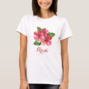 Bride Tropical Botanical Blommigt Hibiscus T Shirt