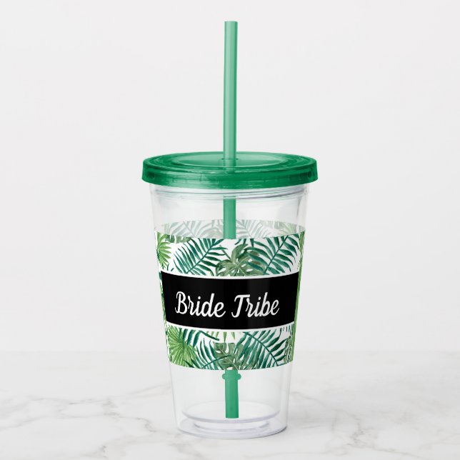 Bride Tropical Handflatan Löv Bachelorette Party Take Away Mugg (Framsida)