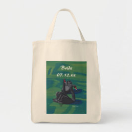 Bride Two Black Svanar Swimming Bröllop Tote bags Tygkasse