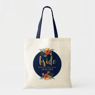 Bride Typography & Blommigt Bouquet Tygkasse