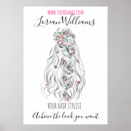 Bride Vågigt Hairstyling branding för blommigt av  Poster