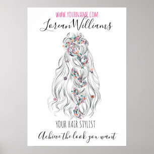 Bride Vågigt Hairstyling branding för blommigt av Poster