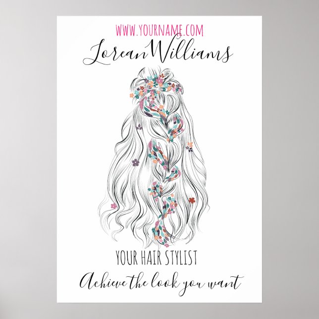 Bride Vågigt Hairstyling branding för blommigt av  Poster (Framsidan)