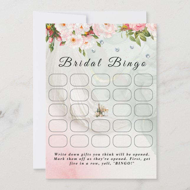 Bride Veil innan jag gör Möhippa Bingo Game Inbjudningar (Framsida)