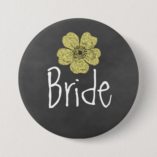 Bride Vild Gul ros Chalkboard Knapp (Framsida)