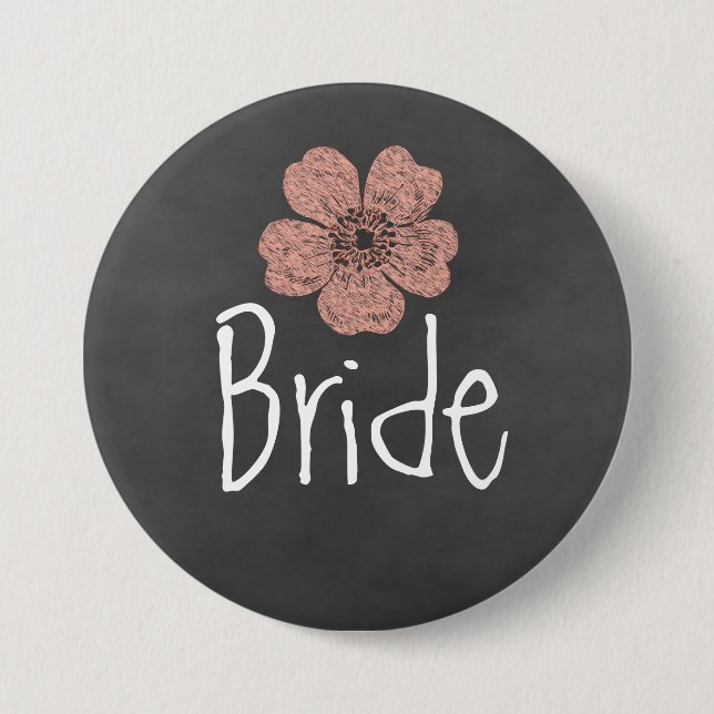 Bride Vild Peach Ro Chalkboard Knapp (Framsida)
