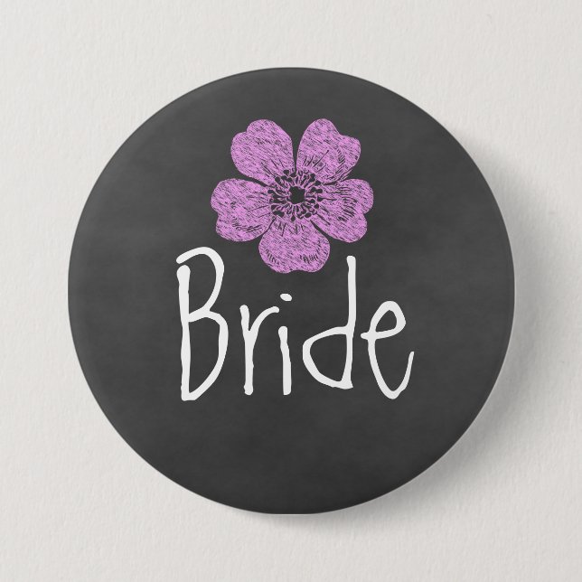 Bride Vild Rosa ros Chalkboard Knapp (Framsida)
