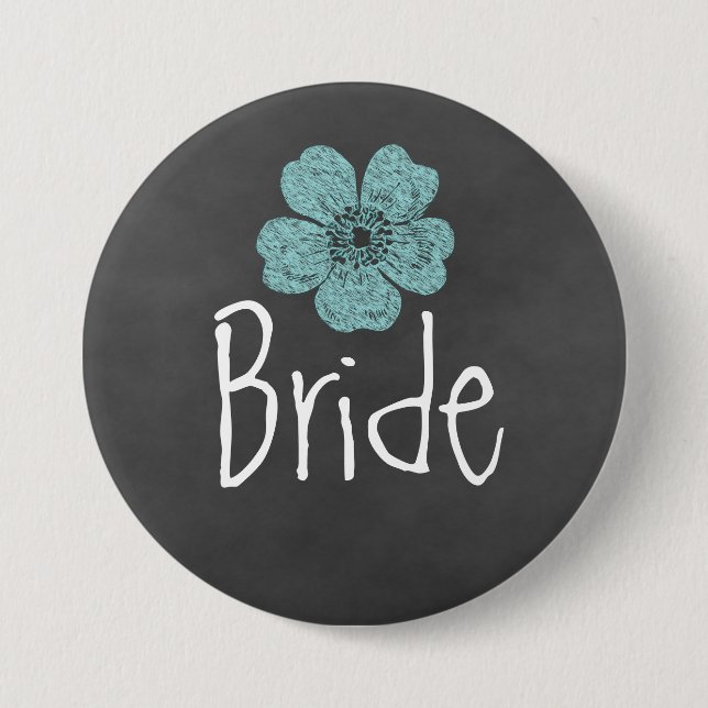Bride Vild Teal Ro Chalkboard Knapp (Framsida)