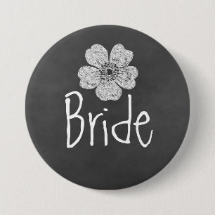 Bride Vild Vit ros Chalkboard Knapp