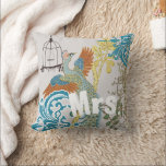 Bride Vintage Teal Damask Peacock Birdcage Vines Kudde<br><div class="desc">Du kan anpassa denna vackra Gult Coral Grått Teal Blue och Grönt Vintage Peacock Birdcage Pillow till att säga vad du vill eller använda den nuvarande Mrs. for the Bride (Wedding Reception eller Newlyged Gift) frufe (2nd-årsdag Gift) eller köpa två Mrs och en Mr för Newlyweds. . Den andra Bröllop-årsdagen...</div>