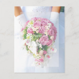 Bride White Snöre och Flower Bouquet Bröllop OSA Inbjudan Vykort
