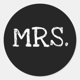 Bride White Text Mrs. Runt Klistermärke