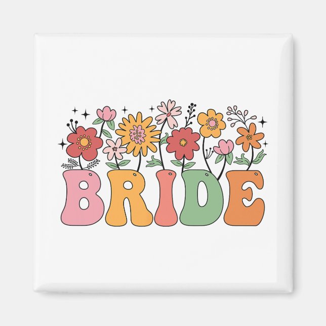 Bride WildblomBlommigt Brudens sida Bröllop Bache Magnet (Framsidan)