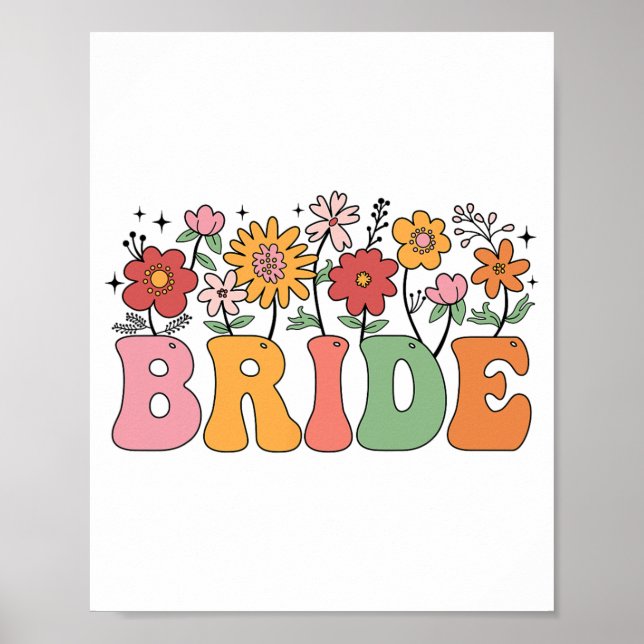 Bride WildblomBlommigt Brudens sida Bröllop Bache Poster (Framsidan)