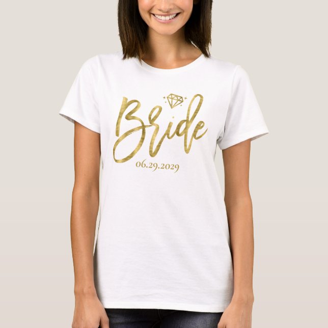Bride with Diamond Bachelorette Party T Shirt (Framsida)