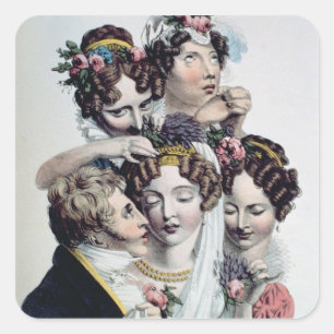 Briden, 1820 (litho) fyrkantigt klistermärke