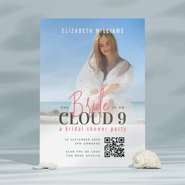 Briden är på Cloud 9 QR-Möhippa Inbjudningar (Skapare uppladdad)