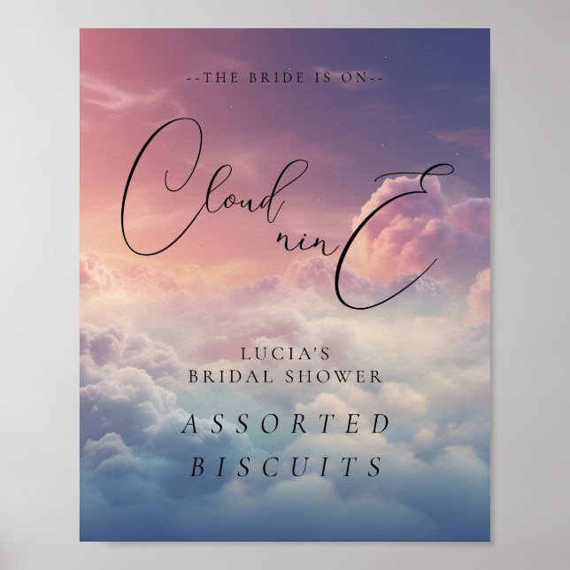 Briden är på molnet 9 Möhippas livsmedelsskylt Poster (Framsidan)