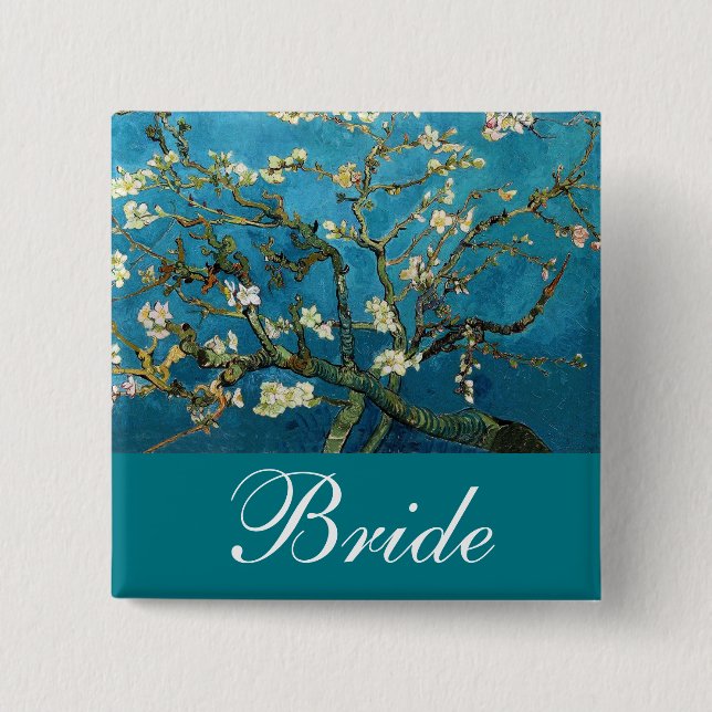 Briden/groom-nålen Blossoming Almond träd Knapp (Framsida)