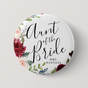 Bridens Auntie Burgundy Bouquet Bröllop Knapp