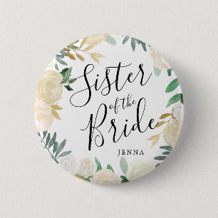 Bridens syster Vit ros Bouquet Bröllop Knapp