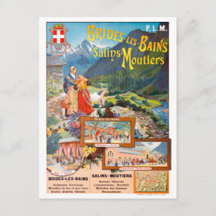 Brider-les-Bains Frankrike Vintage affisch 1895 Vykort