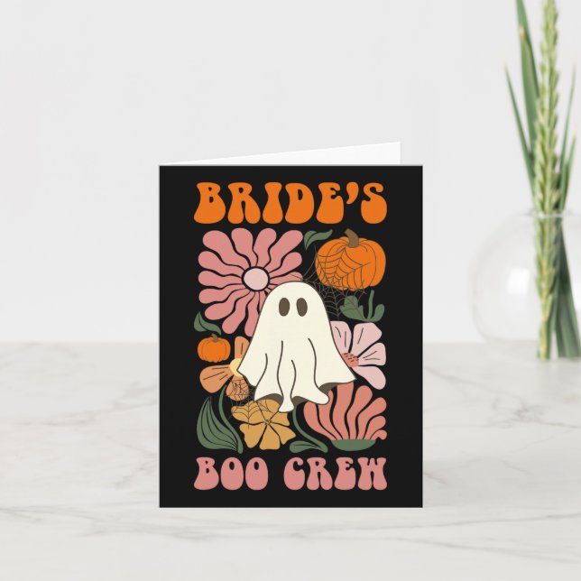 Brides Boo Crew Blommigt Ghost Halloween Bachelore Kort (Framsida)