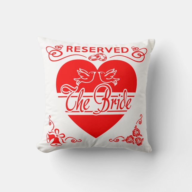 Brides Bröllop Cushion. Reserverad för Bride. Kudde (Framsida)