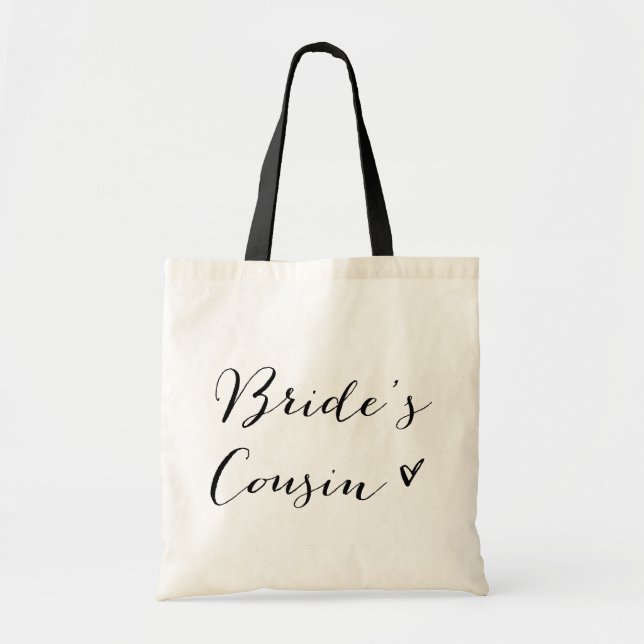 Bride's Cousin | Black Modern Calligraphy Bag Tygkasse (Framsidan)