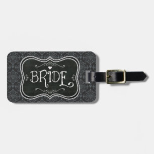 Bride's Damask Blackboard Luggage Tag Bagagebricka