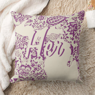 Brides delstat Michigan Lila and Beige Blommigt Kudde