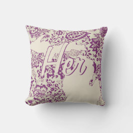 Brides delstat Michigan Lila and Beige Blommigt Lumbarkudde