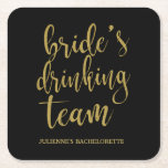 Bride's Drinking Team Loving Glitter Bachelorette Underlägg Papper Kvadrat<br><div class="desc">Bride's Drinking Team Loving Glitter Bachelorette Underlägg</div>