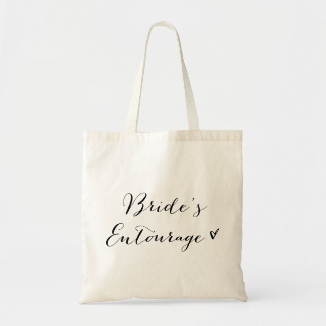 Brides Entourage | Black Modern Calligraphy Bag Tygkasse (Framsidan)
