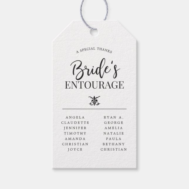 Brides Entourage | Bridesmaider Tack Presentetikett (Framsidan)