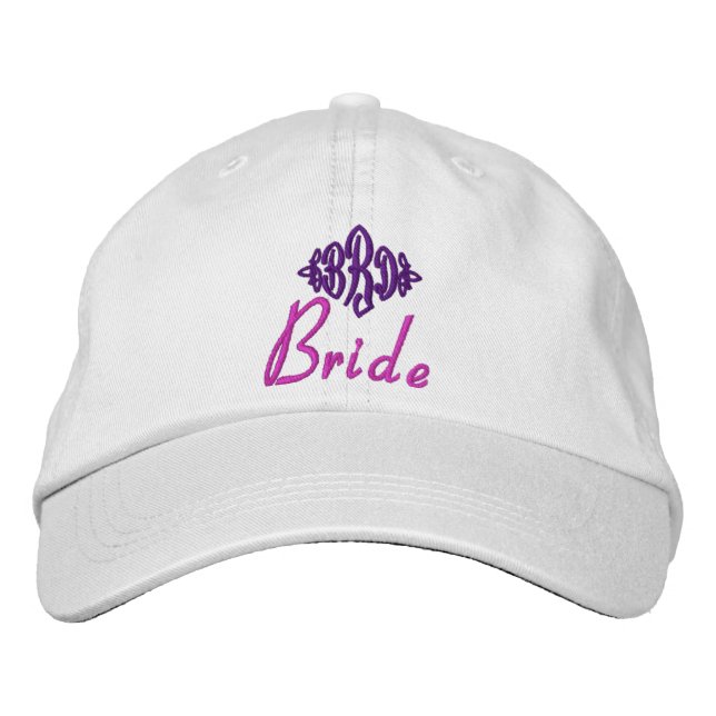Brides Hat - med anpassningsbar initialer Broderad Keps (Framsida)