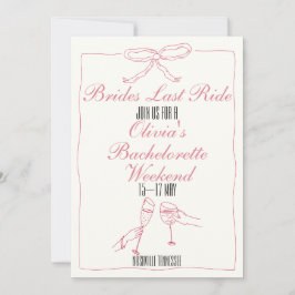 Brides Last Ride Bachelorette Helg Itinerary Inbjudningar