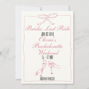 Brides Last Ride Bachelorette Helg Itinerary Inbjudningar