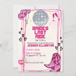 Brides Last Ride Bachelorette Helg Itinerary Inbjudningar