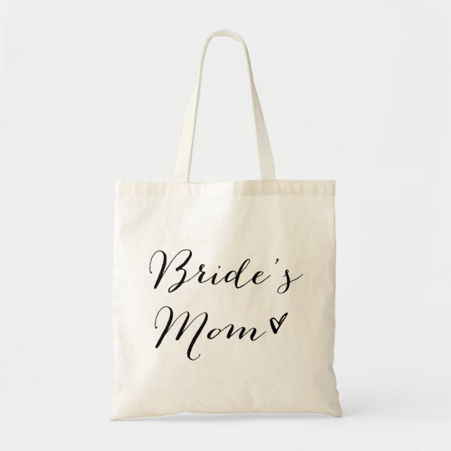 Brides Mamma | Black Modern Calligraphy Bag Tygkasse (Framsidan)