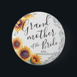 Brides mormor | Solros Blommigt Bröllop Knapp<br><div class="desc">Lite för din ultraspeciella mormor i Briden.  En unik temaknapp för sommarsolrosmoment i namn personlig.</div>