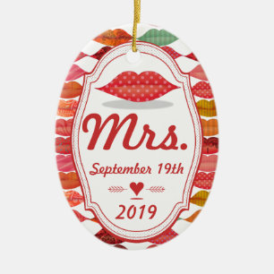 Bride's Mrs Keepsaké med Date Julgransprydnad Keramik