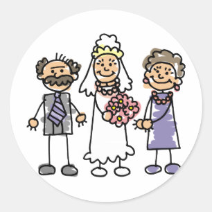Brides Parents Bröllopsdag Före Ceremony Runt Klistermärke